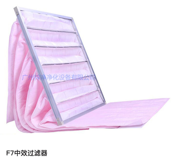 F7級袋式中效過濾器常用于凈化空調(diào)中級過濾。