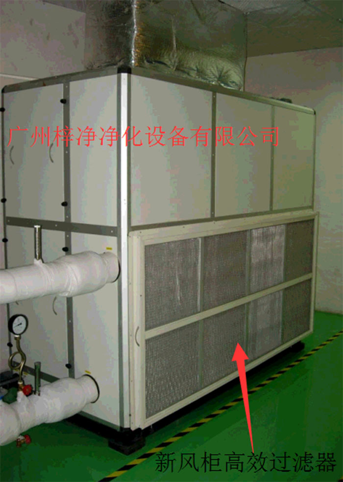 新風(fēng)柜內(nèi)設(shè)置有高效過濾器，中效過濾器，初效過濾器系統(tǒng)